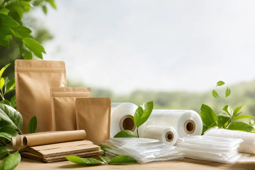 Eco-friendly and sustainable packaging materials in India including kraft pouches and recyclable film