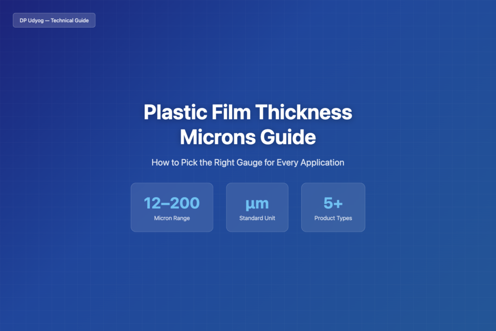 Plastic film rolls of different thicknesses in microns used for industrial packaging