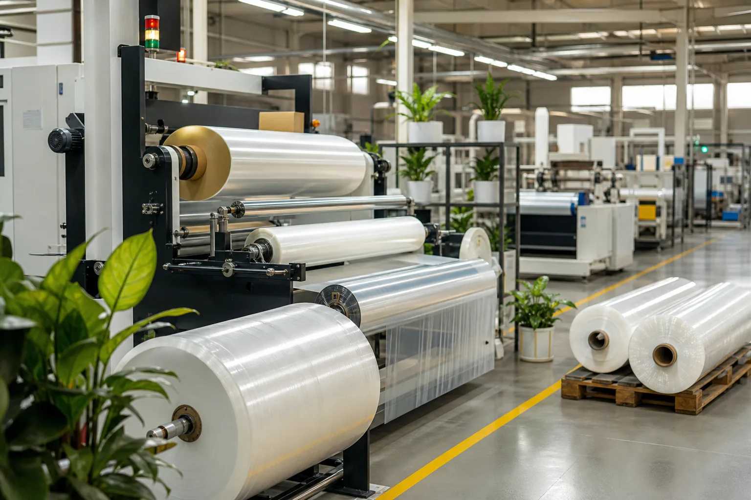 Sustainable packaging manufacturing facility producing recyclable stretch film in India