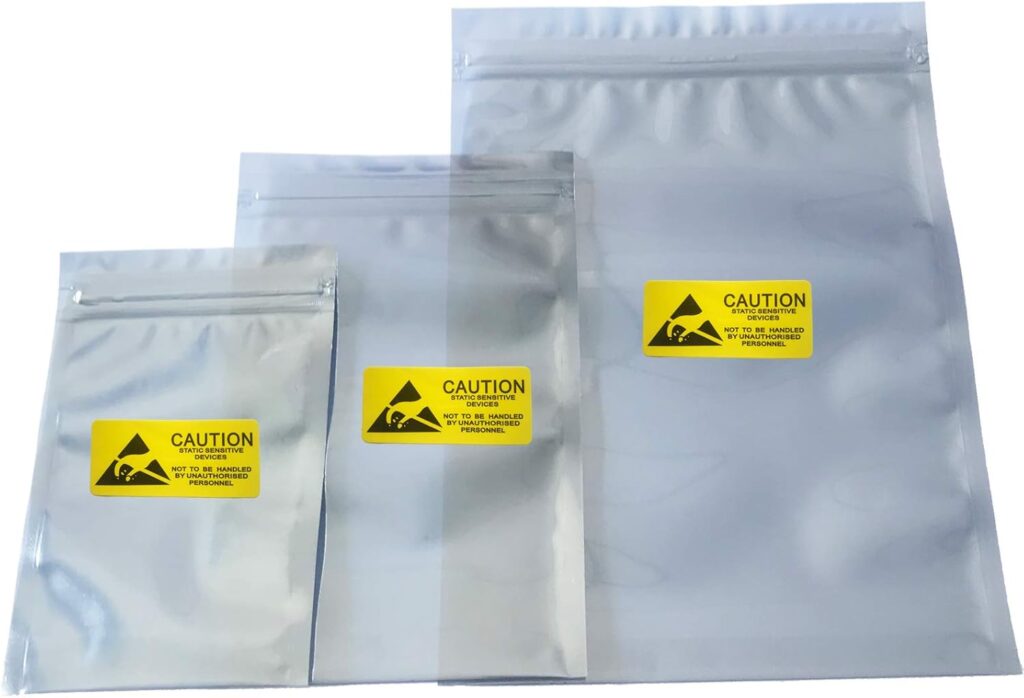 Static-shielding anti-static bag packaging for electronics (PCBs and ICs)